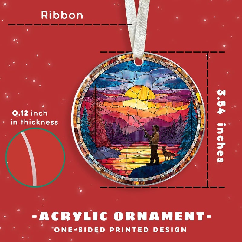 TEEBIM Fishing Ornament - Fishing Ornaments for Christmas Tree, Fisherman Ornaments - Fisherman Gifts for Men, Fish Lovers - Acrylic Christmas Ornament 2025 - Image 2